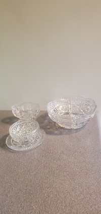 3 Glass Crystal Serving / Trinket Dishes