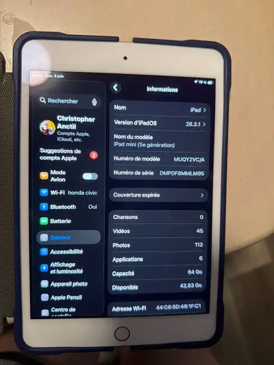 Mini iPad 5e génération rose 64 Go