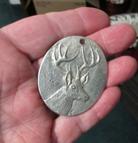 Deer with Antlers Pewter Medallion by Philip Schuyler (Canada)