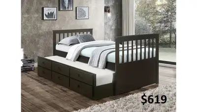 NEW SINGLE MATES BEDS WITH TRUNDLE & DRAWERS, View more