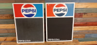 Vintage 1970’s 2 Très Beaux Tableaux Menu Pepsi en Métal