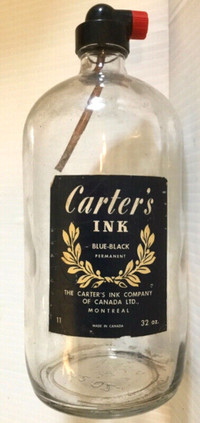 Vintage Glass Carter’s Fountain Pen Spouted Master Ink Bottle