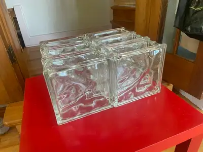 Six hollow glass blocks 8 x 8 x 4, View more