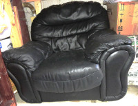 Black Genuine Leather Arm Chair