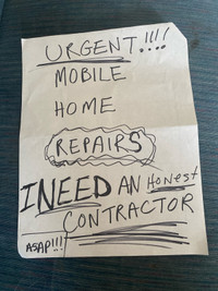 URGENT!  Mobil home repairs 