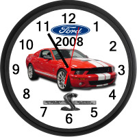 2008 Ford Mustang GT500 (Colorado Red) Custom Wall Clock - New