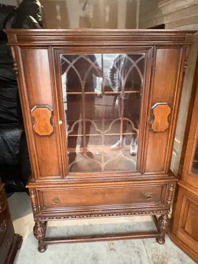 Free delivery Antique Wooden Display Cabinet with Glass Doors, View more