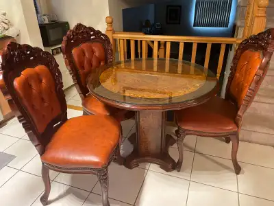 Selling our beautiful dining set because we are moving. It’s been well-maintained in a smoke-free an...