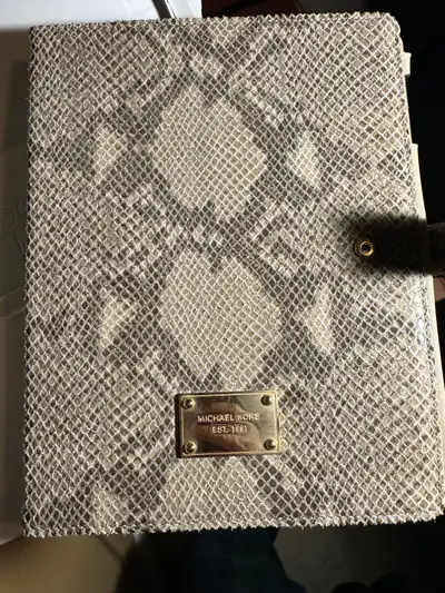 MICHAEL KORS Beige/Black Leather PYTHON / SNAKESKIN iPAD Tablet, lightly used