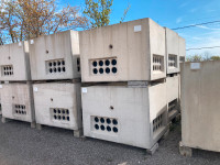 Concrete precast vaults, bases, pads, chambers, barriers surplus