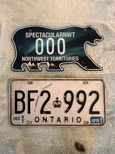 license plates plates - Northwest Territories and Ontario , View more