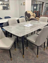 Complete Dining Room Set Marble Table + 6 Chairs - Brand New Kawartha Lakes Peterborough Area Preview