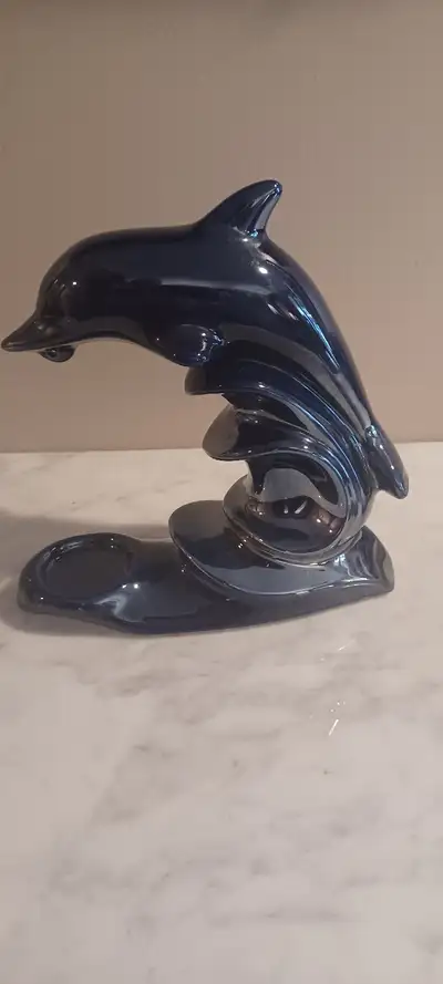 Beautiful Dolphin Tealight Glass Candle Holder 9"H, View more
