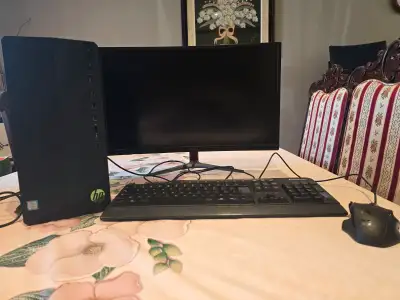 HP Pavilion Gaming PC with curved monitor, gaming mouse,keyboard, View more