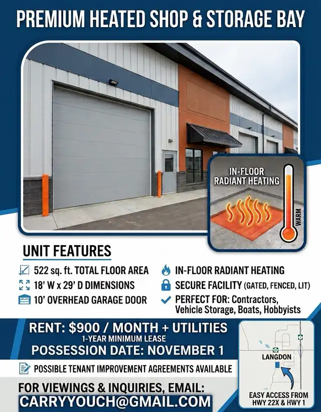 Premium Heated Shop and Storage Bay
