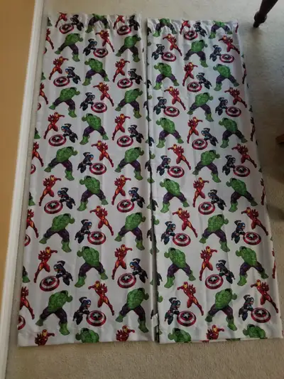 Marvel Avengers Curtains Great Condition Smoke Free Home Size Dimensions Length 63 1/2 Inches Width...