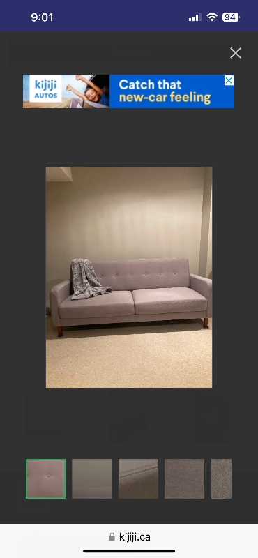 Brand new light gray sofa with two sided pockets, View more