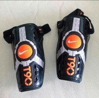 Nike T90 Black Orange Soccer Football Adult Shin Guards w/Straps
