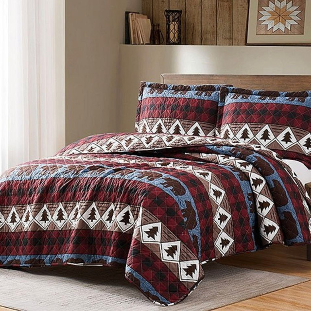 New 3 PC Brown Bears & Trees Quilt • QUEEN $65 in Bedding in North Bay