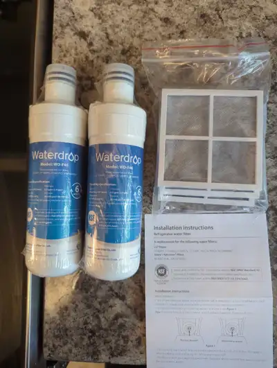 Two brand new water filters with three air filters. Model WD-F46. Can replace some LG filters, Sears...