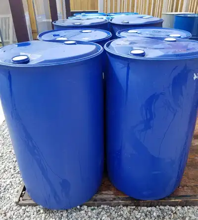 55 Gallons .35 inches tall and 23 inches wide.Previously contained soap,skin fragrance or glycerin ....