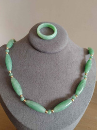 Nephrite Jade gold necklace and size 9 ring