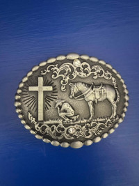 New Belt Buckle with cross and 2 gems