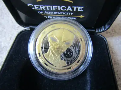 Alien - Gold Black Empire Edition - 2022 1oz Pure Silver Coin. Black Ruthenium and 24 Kt Gold plated...