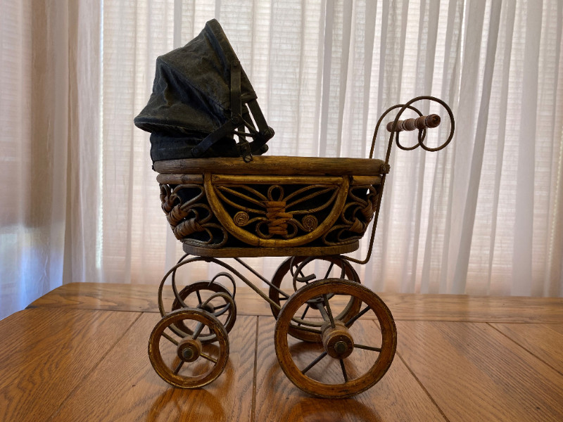 Antique wooden baby carriage best sale