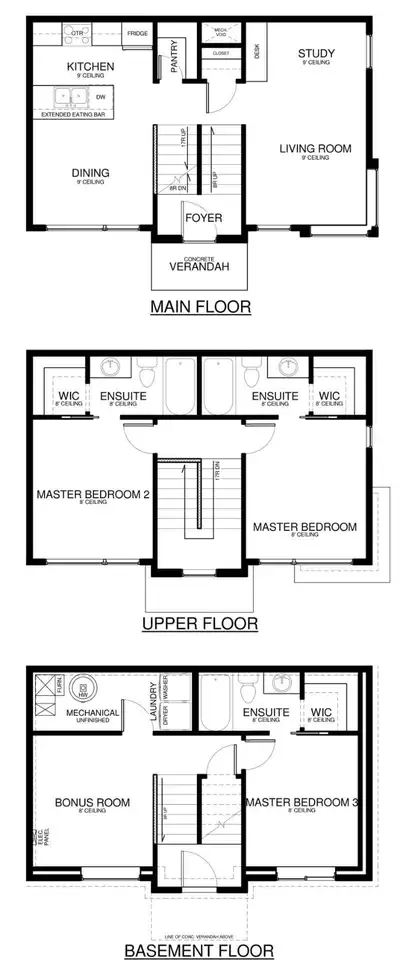 3 bedrooms 3 full bathroom