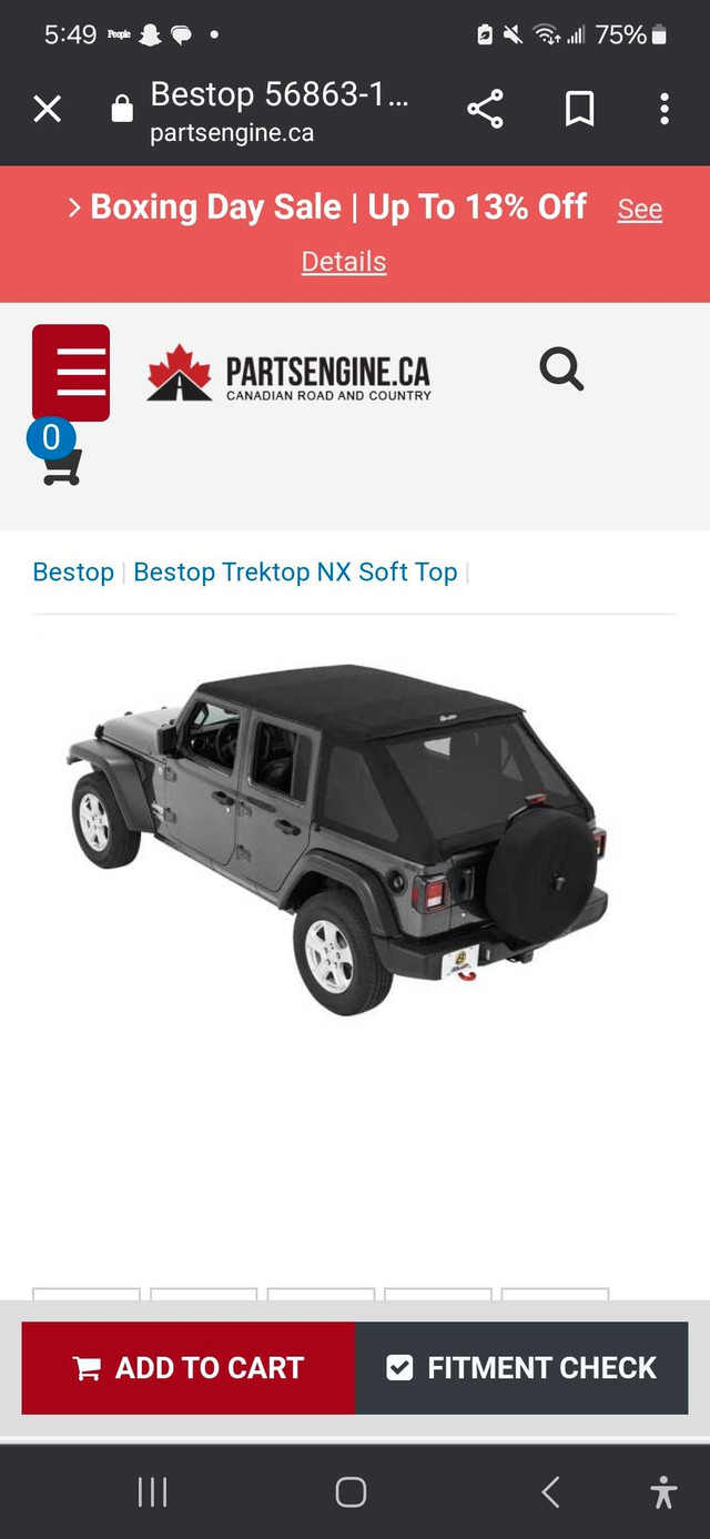 Fast back soft top for a 2020 jeep wrangler sahara.  in Other Parts & Accessories in Trenton