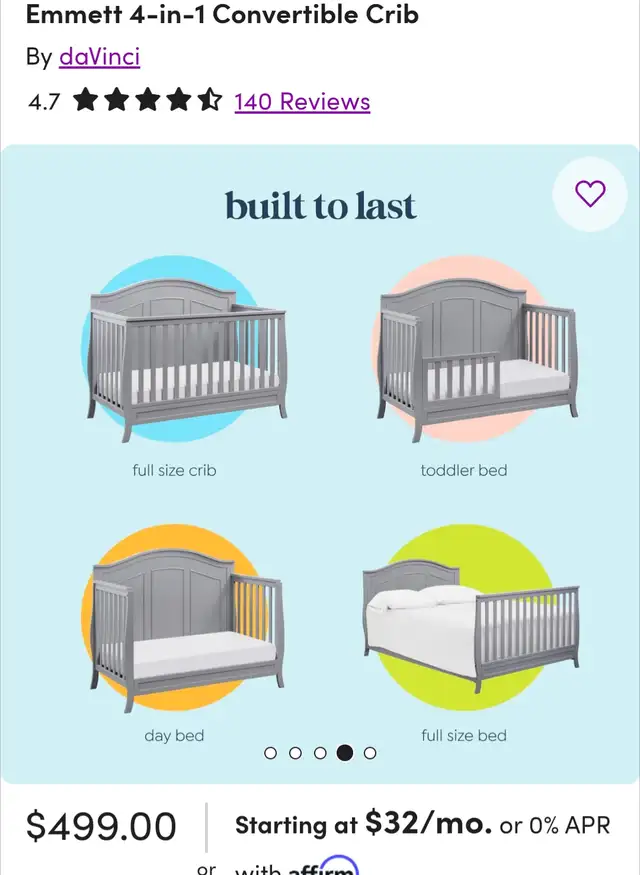 DaVinci Emmett 4-in-1 Convertible Crib in Cribs in Markham / York Region - Image 6