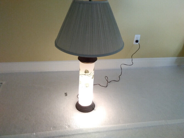 REDUCED Vintage Hand Painted Milk Glass Green Vine Table Lamp in Home Décor & Accents in Kawartha Lakes - Image 4