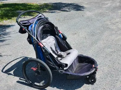 Gently used like new swinn baby stroller capable of bicycle hook up. Seats two comfortably with stro...