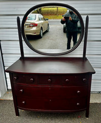 Antique Mahogany Dresser 48”w x 32”h x 19”d + mirror 