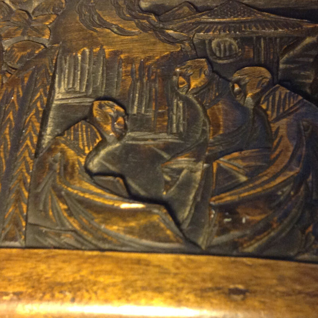 Antique CHINESE Hand Carved Wood Chest Box Peple  and Landscape in Arts & Collectibles in Vancouver - Image 4
