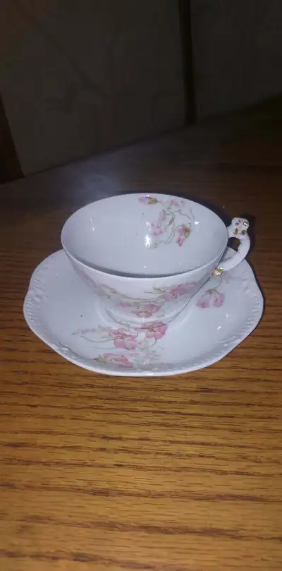 Beautiful vintage French Limoges teacup and saucer, View more