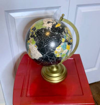 Vintage Brass World Globe - Black