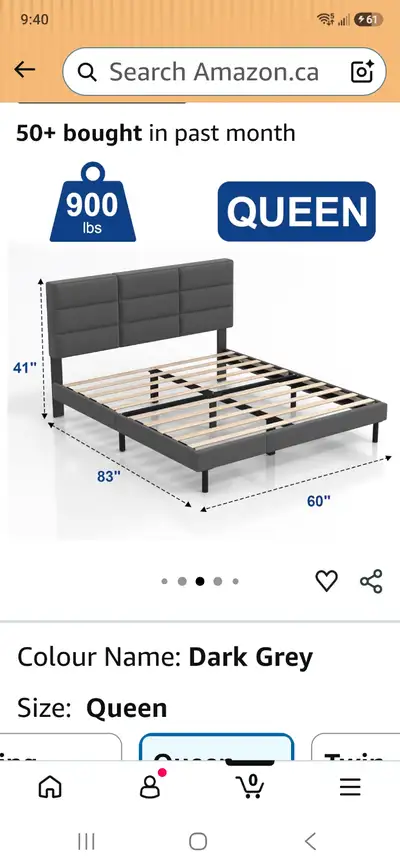 Queen bed frame, View more