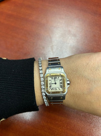 Cartier Santos Opaline Dial Ladies Watch