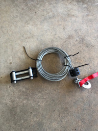 Winch cable with hook and fairlead