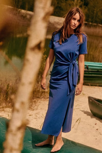 Sezane Pippa Dress Blue Long XS Perfect Condition