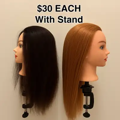 Selling two high-quality mannequin heads with synthetic hair, ideal for hairstyling practice. Great...