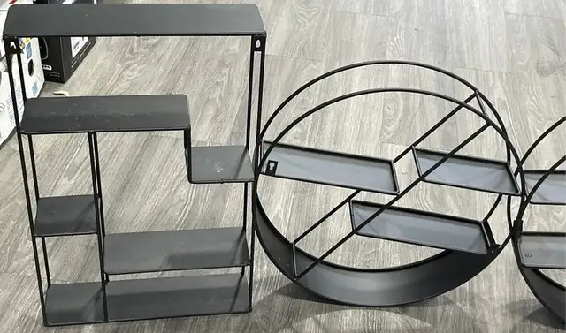 4 Black Metal Wall Display Shelves – Round & Rectangular (18”) in Bookcases & Shelving Units in Delta/Surrey/Langley - Image 4