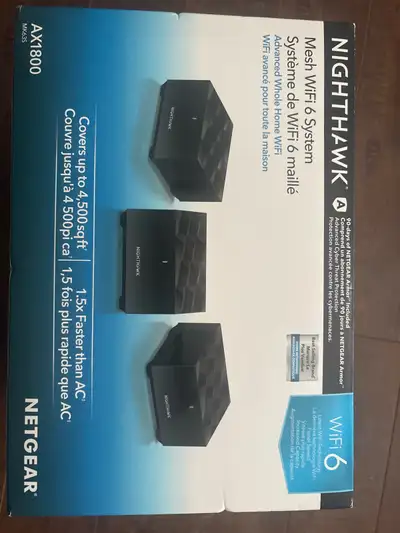 Selling a used Netgear Nighthawk Mesh WiFi 6 System (model MK63S), which blankets your home in fast,...