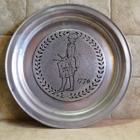 THE OLDE BRADFORD CO Vintage Pewter Plate 1776 Liberty Drummer