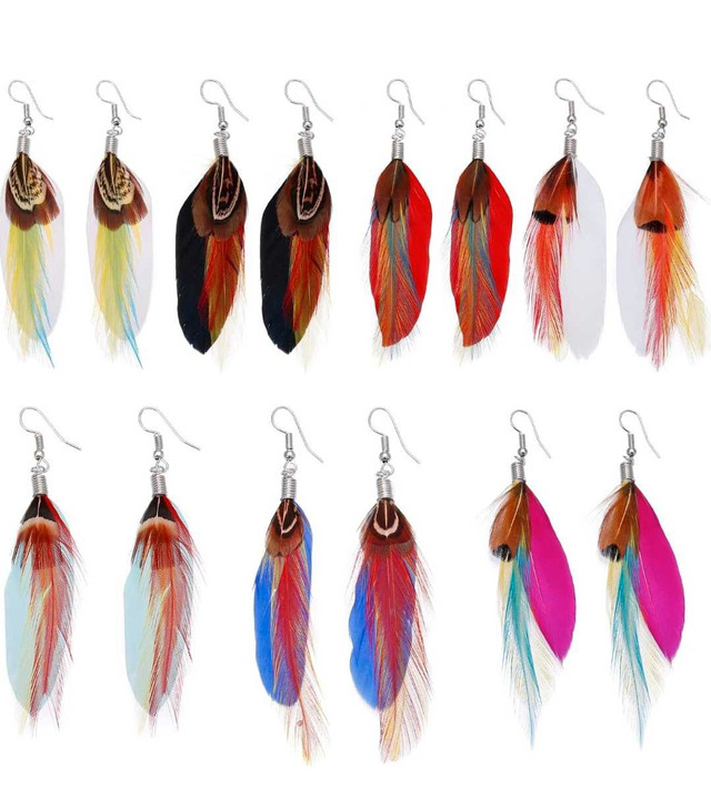 Faux Feather Colorful Earrings in Jewellery & Watches in Winnipeg