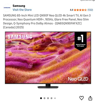 Samsung 65" Neo QLED SMART 4K TV -QN90D Series, View more