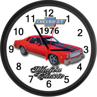 1976 Chevrolet Malibu Classic (Medium Red) Custom Wall Clock