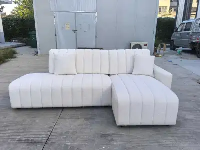 Comfort corner White plush fabric sofa for sale, View more